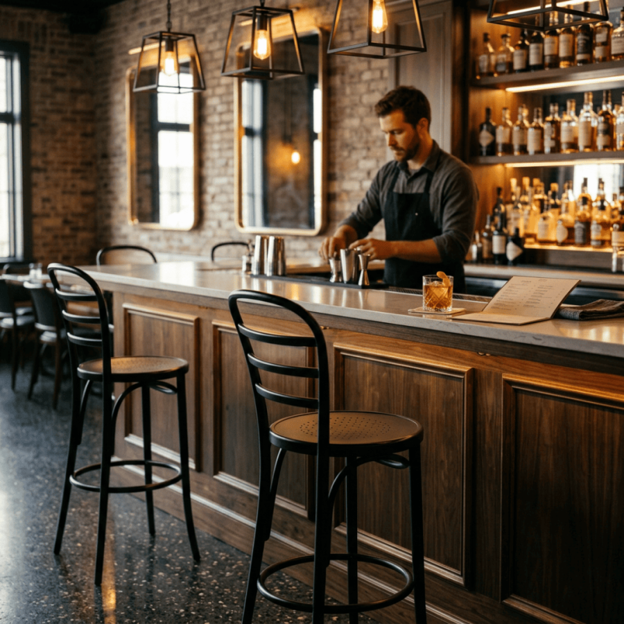 Taburetes de barra: cómo elegir la altura correcta para hostelería